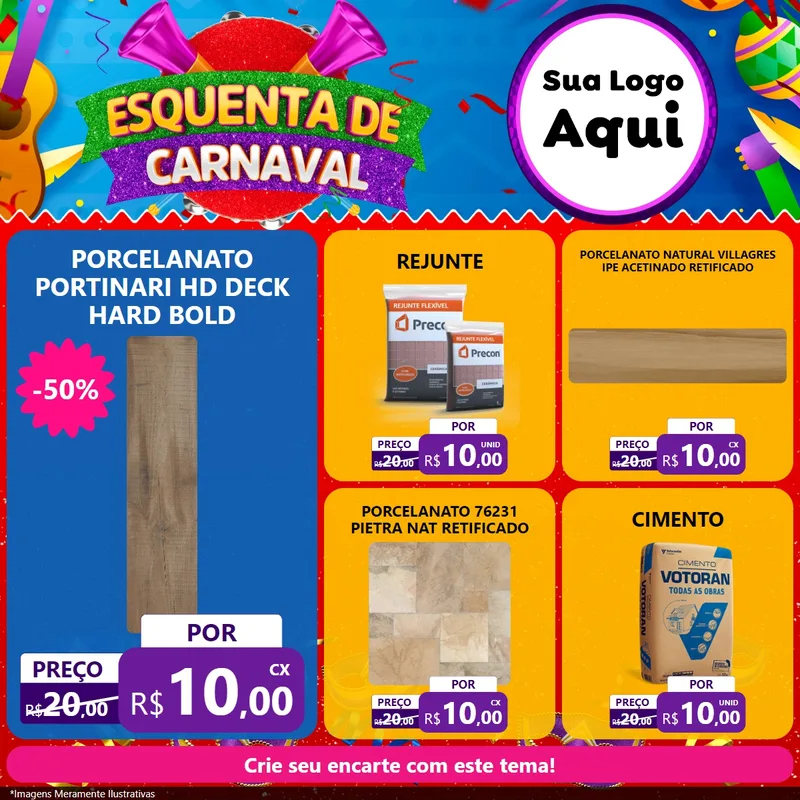 Modelo de Rede Social para Feed Facebook com o tema Esquenta de Carnaval para Pisos e revestimentos
