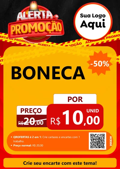Modelo de Cartaz para Cartaz A4 Vertical com o tema Alerta de Promoção para Brinquedos