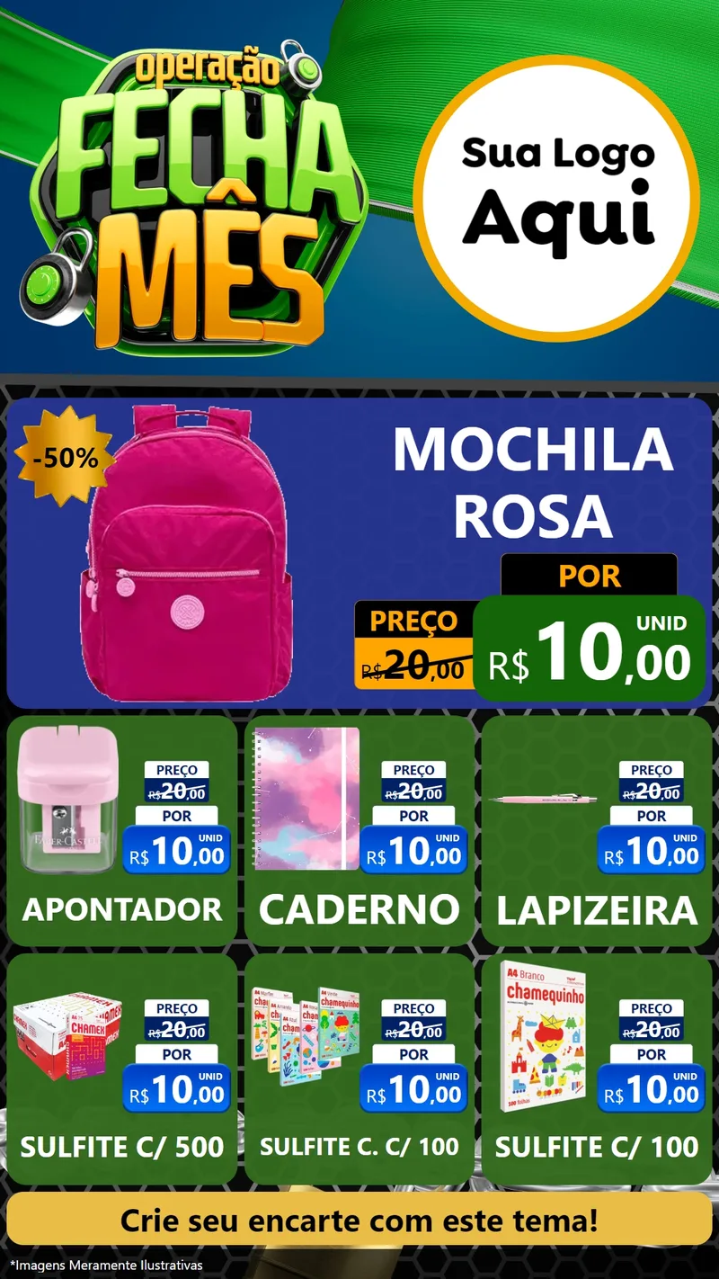 Modelo de Rede Social para Stories com o tema Operação Fecha Mês para Papelaria