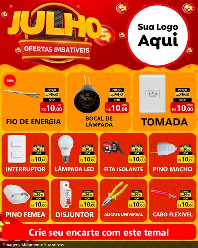 Modelo de Rede Social para Feed Instagram com o tema Julho Ofertas Imbatíveis para Materiais Elétricos