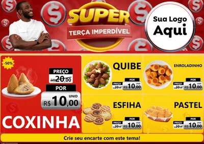 Modelo de Encarte para Encarte A4 Horizontal com o tema Super Terça Imperdível para Salgadaria
