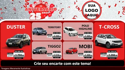 Modelo de TV para TV Horizontal com o tema Promoção de Aniversário - 25Anos para Concessionaria de Carros