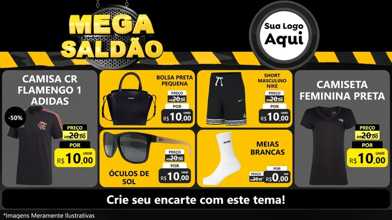 Modelo de TV para TV Horizontal com o tema Mega Saldão para Roupas e acessórios