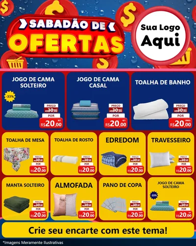 Modelo de Rede Social para Feed Instagram com o tema Sabadão de Ofertas para Cama, Mesa e Banho