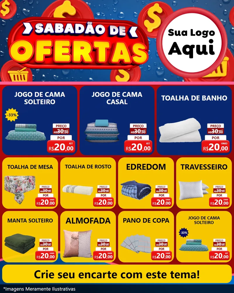 Modelo de Rede Social para Feed Instagram com o tema Sabadão de Ofertas para Cama, Mesa e Banho