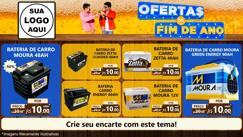 Modelo de TV para TV Horizontal com o tema Ofertas de Fim de Ano para Baterias Elétricas