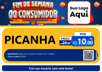 Modelo de Cartaz para Cartaz A4 Horizontal com o tema Fim de Semana do Consumidor para Açougue