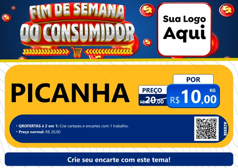 Modelo de Cartaz para Cartaz A4 Horizontal com o tema Fim de Semana do Consumidor para Açougue