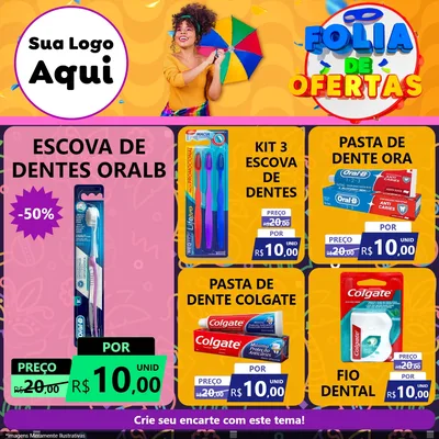 Modelo de Rede Social para Feed Facebook com o tema Folia de Ofertas para Higiene Pessoal