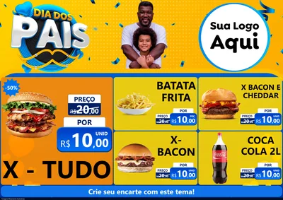 Modelo de Encarte para Encarte A4 Horizontal com o tema Dia dos Pais para Hamburgueria