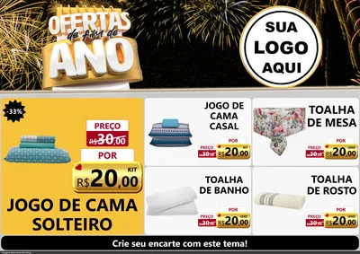 Modelo de Encarte para Encarte A4 Horizontal com o tema Ofertas de Fim de Ano para Cama, Mesa e Banho