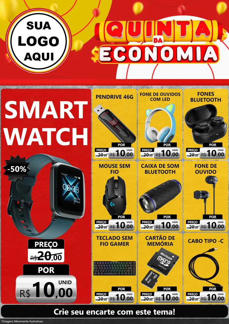 Modelo de Encarte para Encarte A4 Vertical com o tema Quinta da Economia para Informática