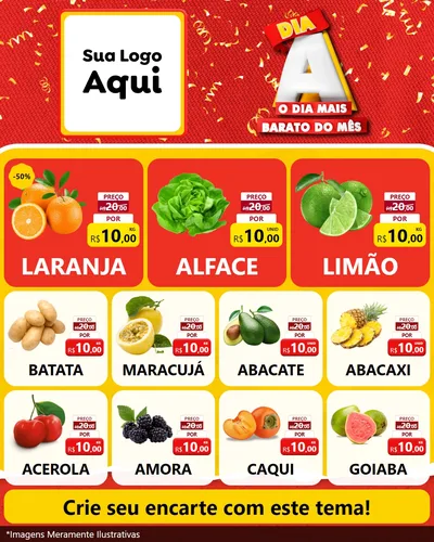 Modelo de Rede Social para Feed Instagram com o tema Dia A o Dia Mais Barato do Mês para Hortifrúti