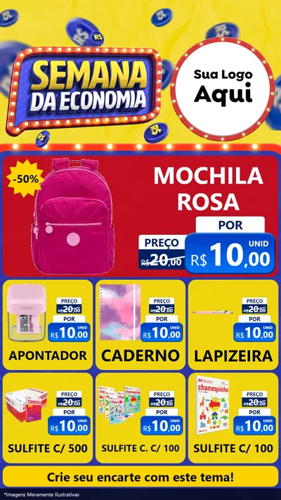 Modelo de Rede Social para Stories com o tema Semana da Economia para Papelaria