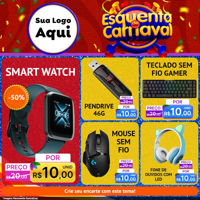 Modelo de Rede Social para Feed Facebook com o tema Esquenta de Carnaval para Informática
