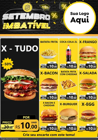 Modelo de Encarte para Encarte A4 Vertical com o tema Setembro Imbatível para Hamburgueria