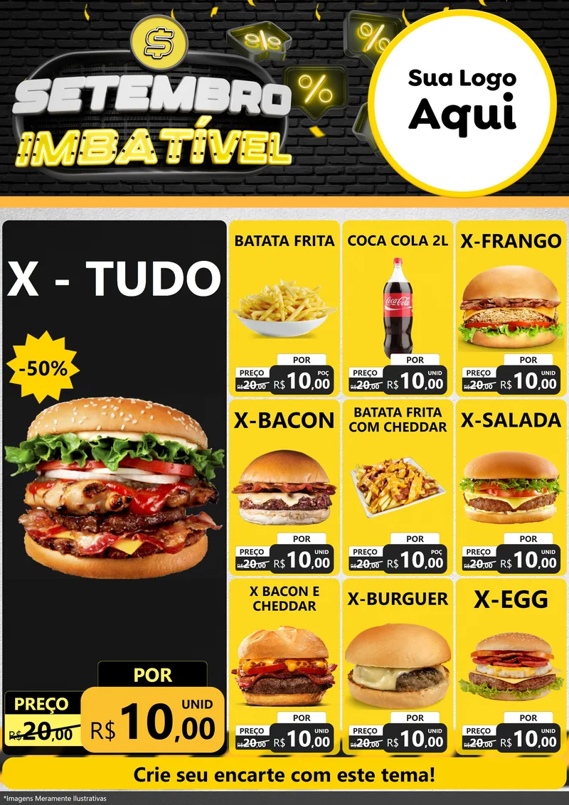 Modelo de Encarte para Encarte A4 Vertical com o tema Setembro Imbatível para Hamburgueria