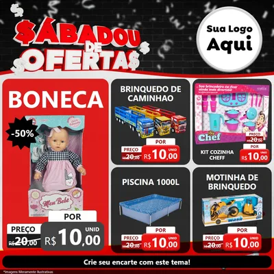 Modelo de Rede Social para Feed Facebook com o tema Sabadou de Ofertas para Brinquedos