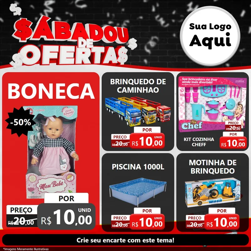 Modelo de Rede Social para Feed Facebook com o tema Sabadou de Ofertas para Brinquedos