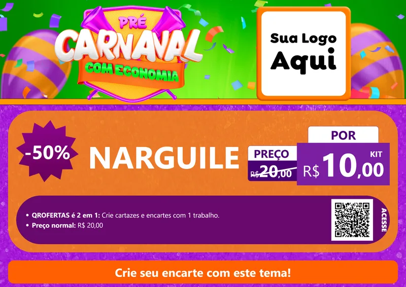 Modelo de Cartaz para Cartaz A4 Horizontal com o tema Pré-Carnaval Com Economia para Tabacaria