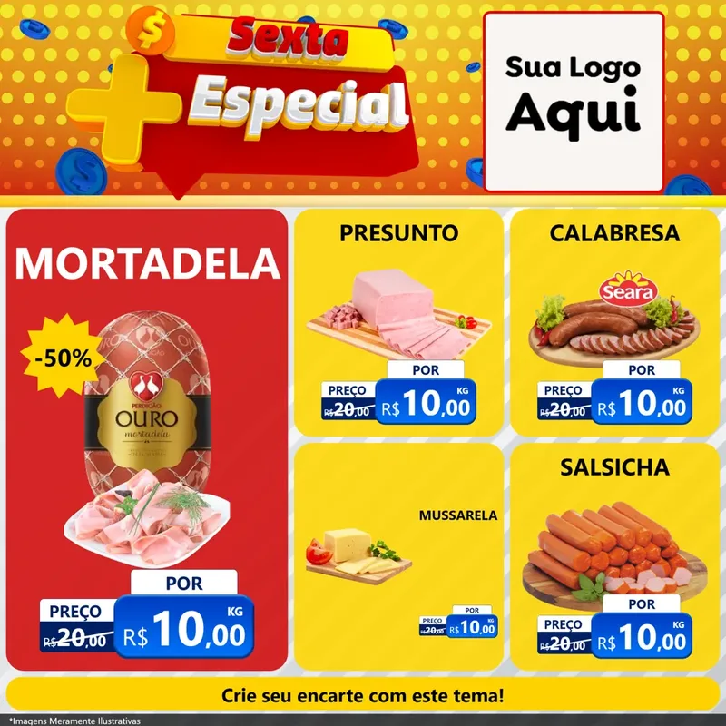 Modelo de Rede Social para Feed Facebook com o tema Sexta Mais Especial para Frios e Laticínios