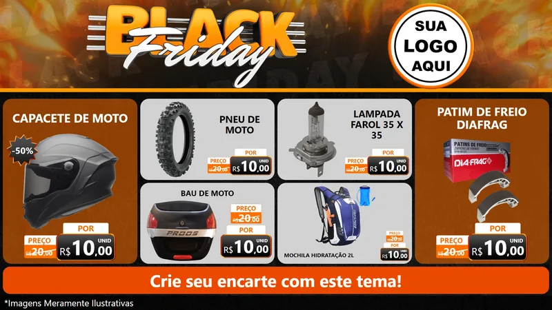 Modelo de TV para TV Horizontal com o tema Black Friday para Moto peças