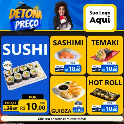 Modelo de Rede Social para Feed Facebook com o tema Detona Preços para Comida japonesa