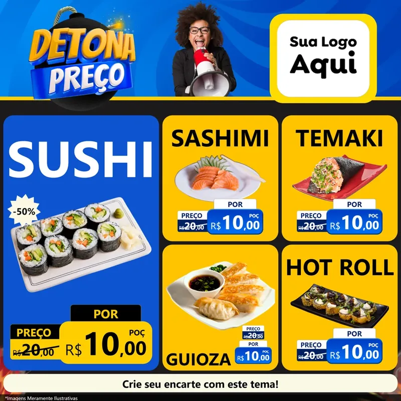 Modelo de Rede Social para Feed Facebook com o tema Detona Preços para Comida japonesa