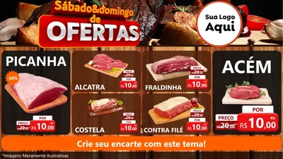 Modelo de TV para TV Horizontal com o tema Sábado e Domingo de Ofertas - Carne / Açougue para Açougue