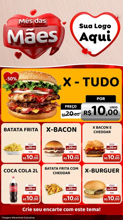 Modelo de Rede Social para Stories com o tema Mês das Mães para Hamburgueria