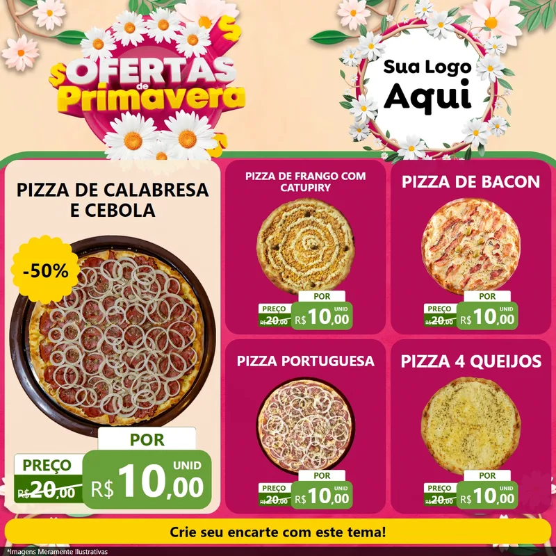 Modelo de Rede Social para Feed Facebook com o tema Ofertas de Primavera para Pizzaria