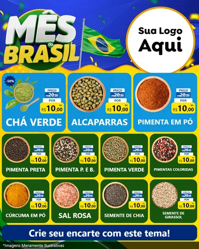 Modelo de Rede Social para Feed Instagram com o tema Mês do Brasil para Produtos Naturais