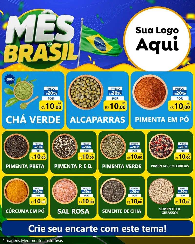 Modelo de Rede Social para Feed Instagram com o tema Mês do Brasil para Produtos Naturais