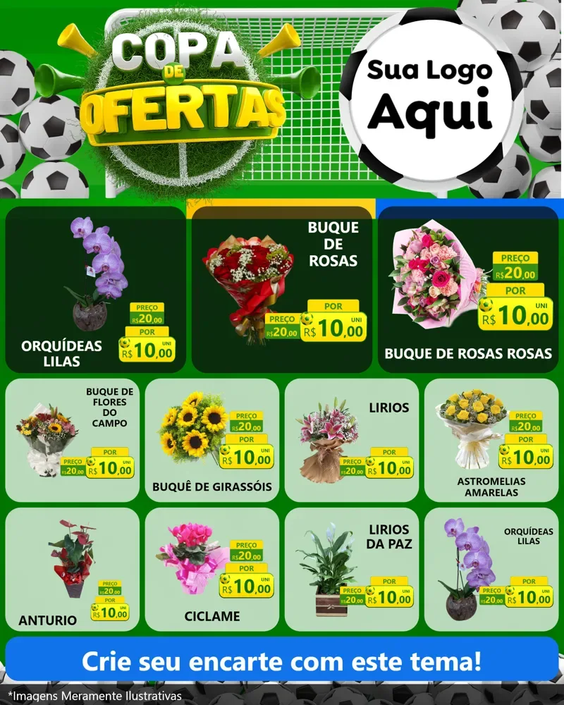 Modelo de Rede Social para Feed Instagram com o tema Copa De Ofertas para Floricultura e jardim