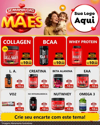 Modelo de Rede Social para Feed Instagram com o tema Semana das Mães para Suplementos alimentares