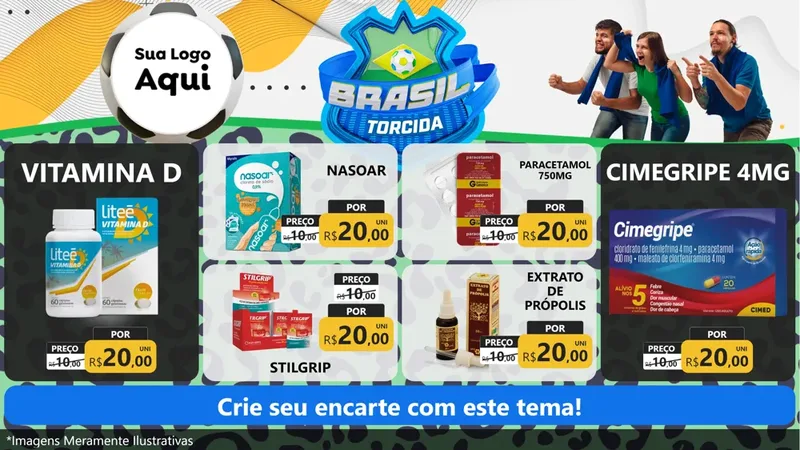 Modelo de TV para TV Horizontal com o tema Brasil Torcida - Copa para Farmácia