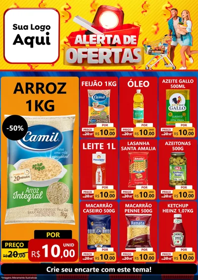 Modelo de Encarte para Encarte A4 Vertical com o tema Alerta de Ofertas para Supermercado