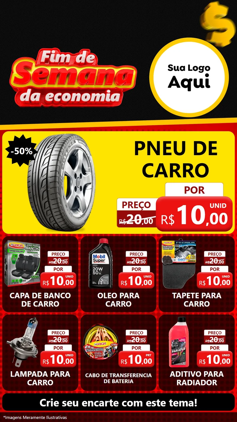 Modelo de Rede Social para Stories com o tema Fim de Semana da Economia para Auto peças