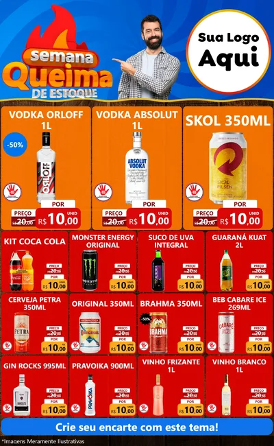 Modelo de Encarte para Encarte Grande com o tema Semana Queima de Estoque para Distribuidora de bebidas