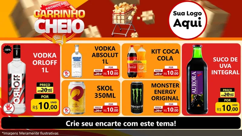 Modelo de TV para TV Horizontal com o tema Promoção carrinho cheio para Distribuidora de bebidas