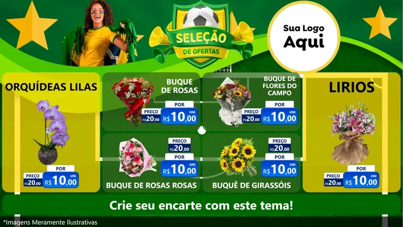 Modelo de TV para TV Horizontal com o tema Seleção de Ofertas - Copa para Floricultura e jardim