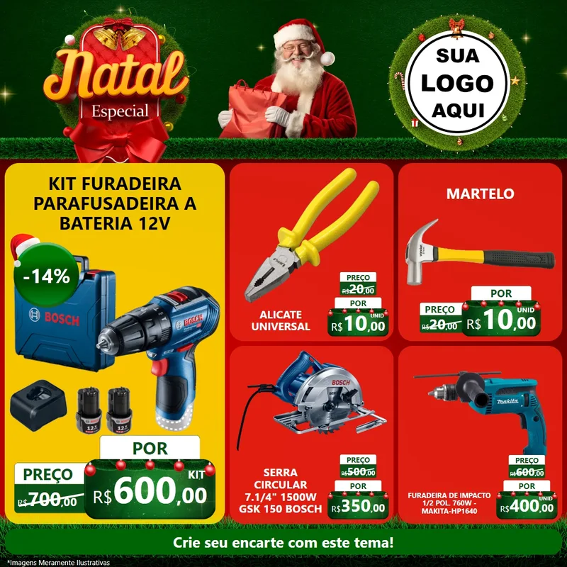 Modelo de Rede Social para Feed Facebook com o tema Natal Especial para Maquinas e Ferramentas