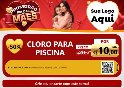 Modelo de Cartaz para Cartaz A4 Horizontal com o tema Promoção Dia das Mães para Produtos para Piscina