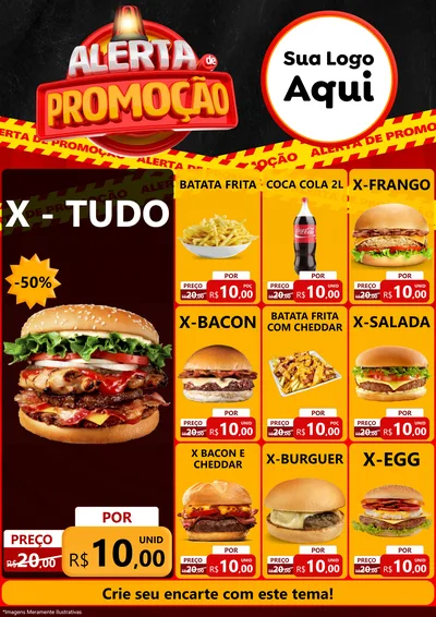 Modelo de Encarte para Encarte A4 Vertical com o tema Alerta de Promoção para Hamburgueria