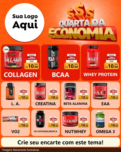Modelo de Rede Social para Feed Instagram com o tema Quarta da Economia para Suplementos alimentares