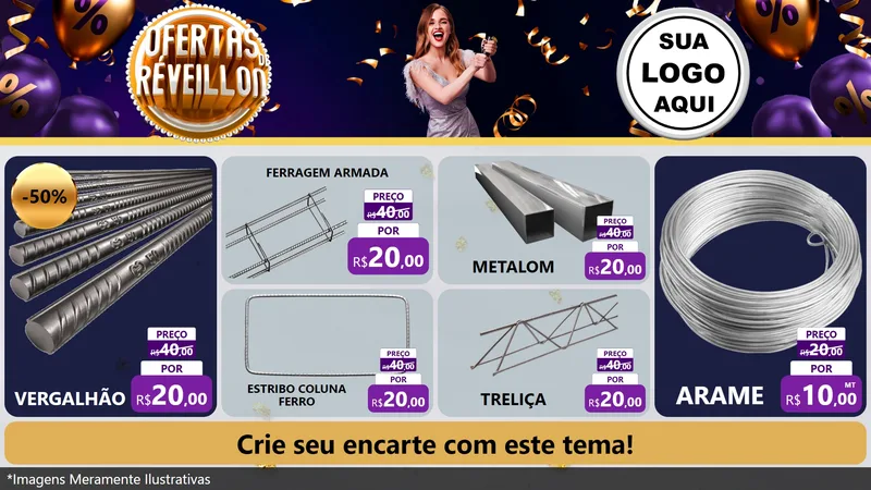 Modelo de TV para TV Horizontal com o tema Ofertas de Réveillon para Ferragens
