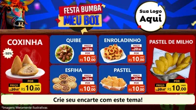 Modelo de TV para TV Horizontal com o tema Festa Bumba meu Boi para Salgadaria