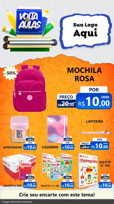 Modelo de Rede Social para Stories com o tema Volta às Aulas para Papelaria
