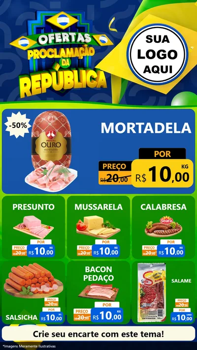 Modelo de Rede Social para Stories com o tema Ofertas Proclamação da República para Frios e Laticínios