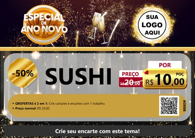 Modelo de Cartaz para Cartaz A4 Horizontal com o tema Especial de Ano Novo para Comida japonesa